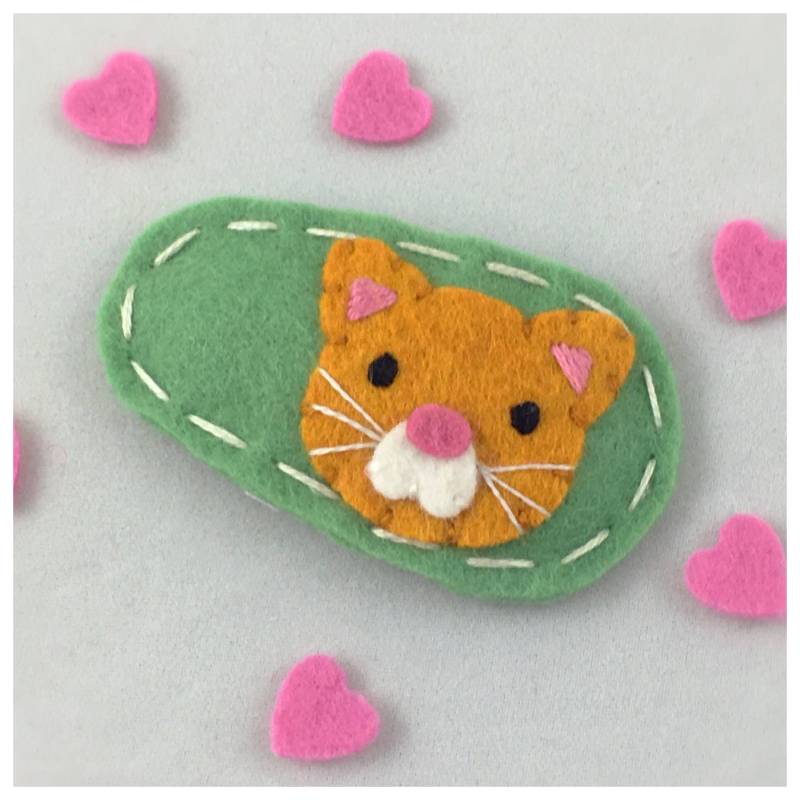 Filz-Haarspange, No Slip Clip, Wollfilz-Haarspange, Geschenk Für Mädchen, Schleifen Alley Cat, Mintgrün von sundropclips