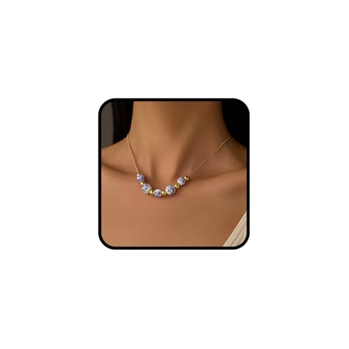 sunglnl Blaue und weiße Halskette für Damen, 14 Karat vergoldete Kette und Keramikperlen, blaues Blumenmuster, Vintage, chinesischer Minimalismus-Stil, Schmuck, Geschenk, Large, Legierter Stahl, Kein sunglnl Blaue und weiße Halskette für Damen, 14 Karat vergoldete Kette und Keramikperlen, blaues Blumenmuster, Vintage, chinesischer Minimalismus-Stil, Schmuck, Geschenk, Large, Legierter Stahl, Kein von sunglnl