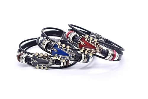 sunglnl Gitarren-Armband für Herren, Retro-Echtleder, Rockmusik-Armbänder, Zink, handgefertigt, geflochten, einzigartiges Punk-Armband, Gothic-Gitarre, Schmuck, Geschenk für Musikliebhaber, Large sunglnl Gitarren-Armband für Herren, Retro-Echtleder, Rockmusik-Armbänder, Zink, handgefertigt, geflochten, einzigartiges Punk-Armband, Gothic-Gitarre, Schmuck, Geschenk für Musikliebhaber, Large von sunglnl
