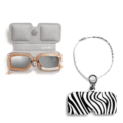 suniboi Brillenetui Damen und Herren - Brillentasche, weich, schmal - Brillenhülle - Brillenbeutel - Brillen Etuitasche - Sunglasses case Sonnenbrillen - mit Karabiner zum Anhängen (Zebra) von suniboi