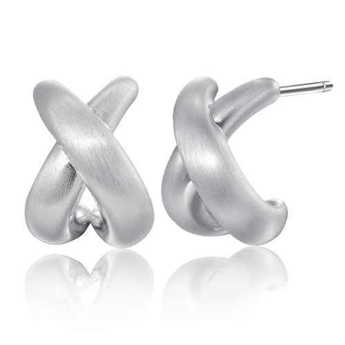 SUNLAND Kreuz-Design Ohrstecker mit gebürsteter Oberfläche von sunland