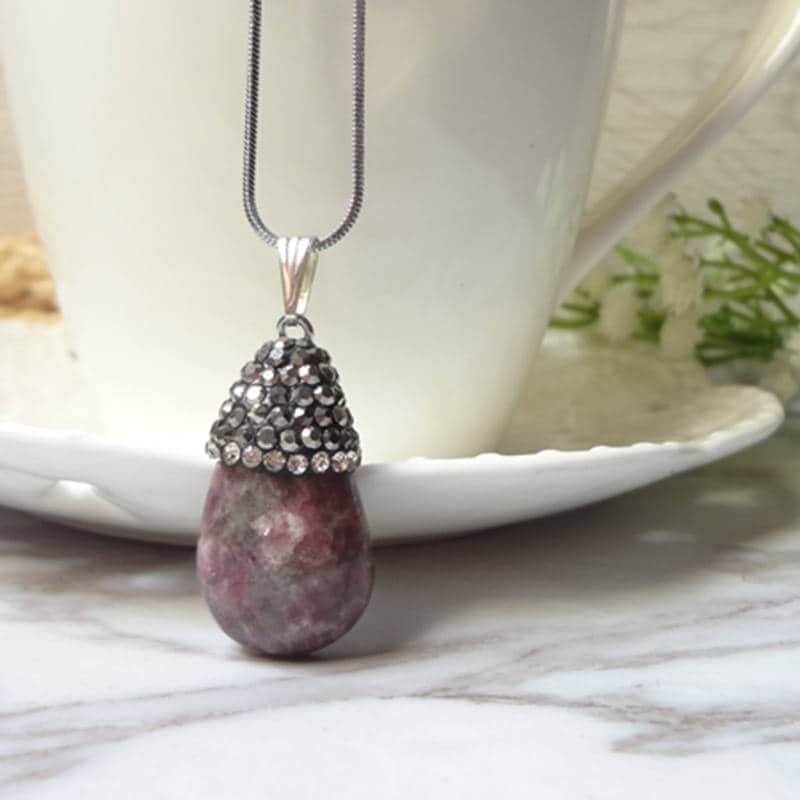 Edelstein Stein Rose Pruple Gem Anhänger Frauen Halskette 1145 von sunnylianghandmade