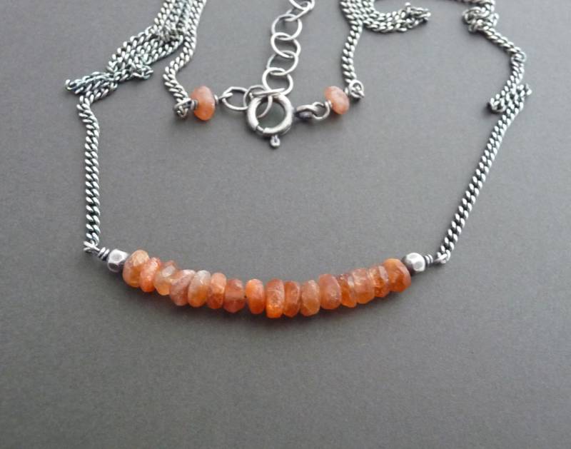 Sonnenstein Sterling Silber Halskette, Edelstein Rustikale Oxidierte Layer Geschenk Für Sie Sonnenstein Sterling Silber Halskette, Edelstein Rustikale Oxidierte Layer Geschenk Für Sie von sunnymarigold