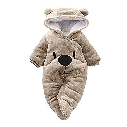 sunnymi 0-24 Monate Baby Bär Samt Hoodie Weihnachten Overall Winter Kleidung Set (3 Monate, Khaki Bär) von sunnymi