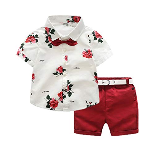 sunnymi 1-6 Jahre Kleinkind Baby Boy Gentleman Suit Rose Fliege T-Shirt Shorts Hosen Outfit Set von sunnymi