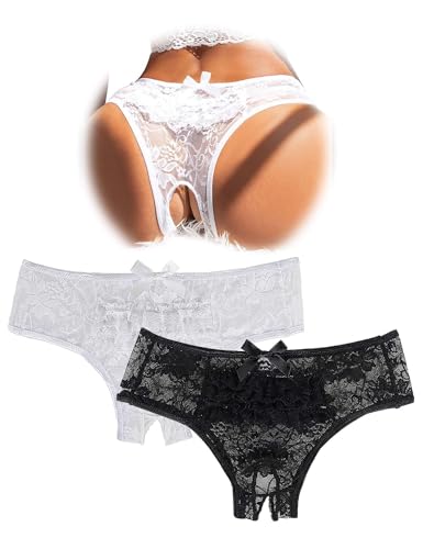 sunshinelady Slip Ouvert für Frauen Große Größen Sexy Spitze Unterwäsche Offener Schritt String Tanga Damen Hipster Panties Low Waist Underwear Dessous Reizwäsche für Mollige Schwarz Weiß,L sunshinelady Slip Ouvert für Frauen Große Größen Sexy Spitze Unterwäsche Offener Schritt String Tanga Damen Hipster Panties Low Waist Underwear Dessous Reizwäsche für Mollige Schwarz Weiß,L von sunshinelady