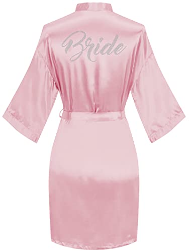 sunshinemall Damen Satin Kimono Roben mit Strass Braut Brautjungfer Kurz Getting Ready Hochzeit Morgenmantel, rosa - dusty pink, Small-Medium sunshinemall Damen Satin Kimono Roben mit Strass Braut Brautjungfer Kurz Getting Ready Hochzeit Morgenmantel, rosa - dusty pink, Small-Medium von sunshinemall
