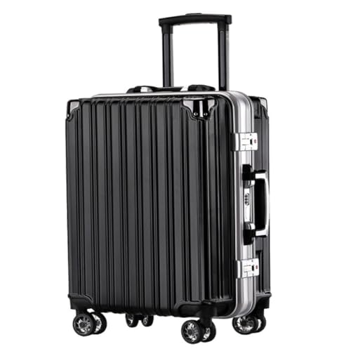 sunxueli Koffer Herren- Und Damenkoffer Mit Aluminiumrahmen, Verschleißfeste Einfarbige Koffer, Einfache Reisetaschen Suitcase (Color : Black, Size : A) von sunxueli