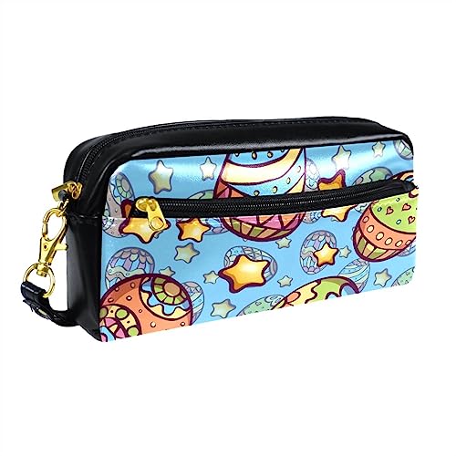 Kleine Make-up-Tasche für Frauen,Leder-Make-up-Tasche,Reise-Kosmetiktasche,Eier in Cartoon-Farbe Drucken von suojapuku