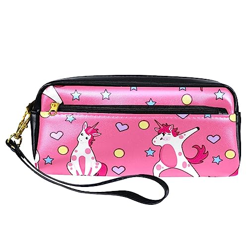 Kleine Make-up-Tasche für Frauen,Leder-Make-up-Tasche,Reise-Kosmetiktasche,Mädchen-Cartoon-Einhorn Drucken von suojapuku