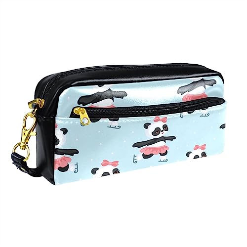 Kleine Make-up-Tasche für Frauen,Leder-Make-up-Tasche,Reise-Kosmetiktasche,Panda-Mädchen Drucken von suojapuku