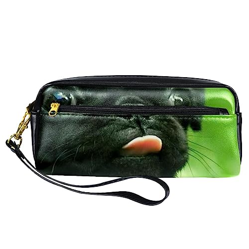 Kleine Make-up-Tasche für Frauen,Leder-Make-up-Tasche,Reise-Kosmetiktasche,lustiger Mops Drucken von suojapuku