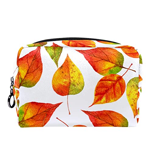 Kleine Make-up-Tasche für Frauen,Reise-Kosmetiktasche,Aquarell Herbstblätter,Kosmetik-Make-up-Organizer zum Mitnehmen von suojapuku