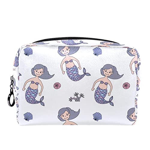 Kleine Make-up-Tasche für Frauen,Reise-Kosmetiktasche,Cartoon-Mädchen-Meer-Meerjungfrauen,Kosmetik-Make-up-Organizer zum Mitnehmen von suojapuku