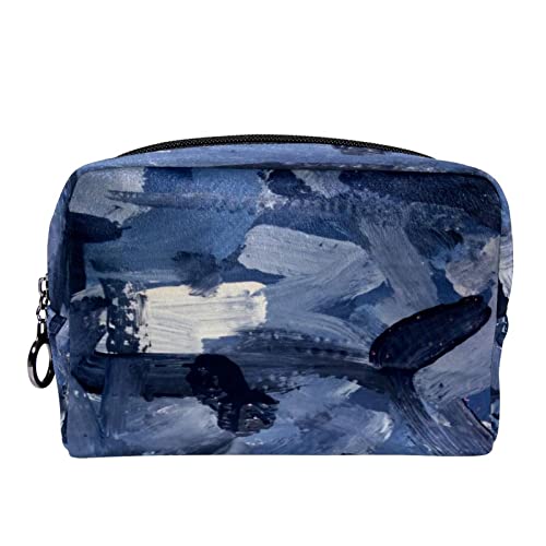 Kleine Make-up-Tasche für Frauen,Reise-Kosmetiktasche,Dunkelblaue Kunst-Graffiti-Zusammenfassung,Kosmetik-Make-up-Organizer zum Mitnehmen von suojapuku