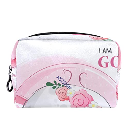 Kleine Make-up-Tasche für Frauen,Reise-Kosmetiktasche,Gutes Mädchen, Elefantenrosa,Kosmetik-Make-up-Organizer zum Mitnehmen von suojapuku