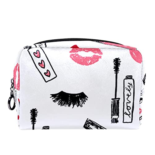 Kleine Make-up-Tasche für Frauen,Reise-Kosmetiktasche,Lippenstift-Make-up-Augen küssen,Kosmetik-Make-up-Organizer zum Mitnehmen von suojapuku