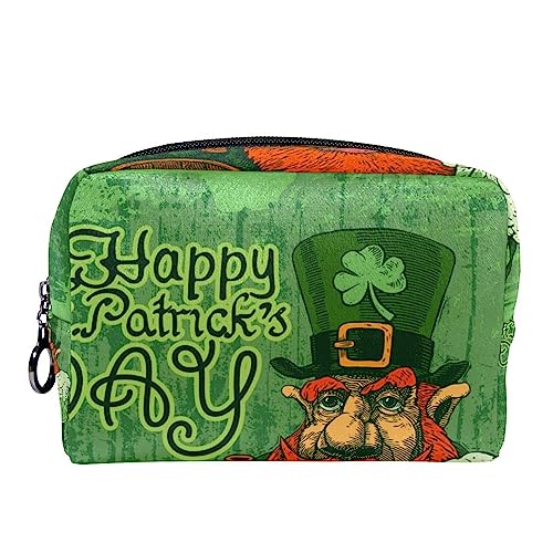 Kleine Make-up-Tasche für Frauen,Reise-Kosmetiktasche,Männer Bier Happy St. Patricks Tag,Kosmetik-Make-up-Organizer zum Mitnehmen von suojapuku