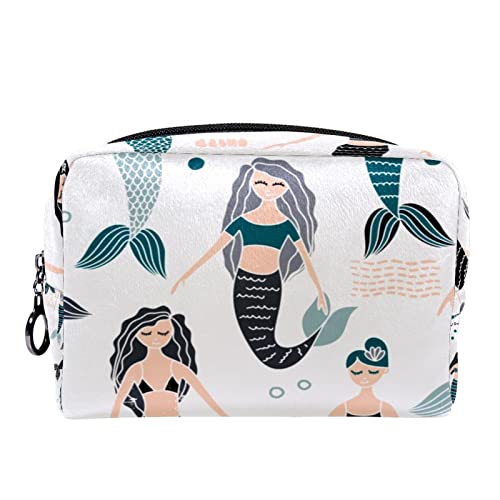 Kleine Make-up-Tasche für Frauen,Reise-Kosmetiktasche,Meerjungfrau-Ozean-Mädchen,Kosmetik-Make-up-Organizer zum Mitnehmen von suojapuku