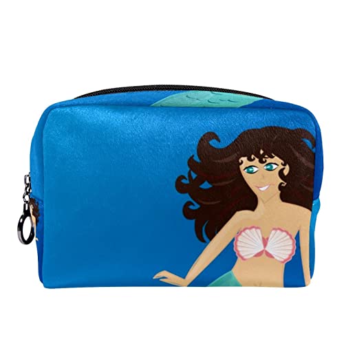 Kleine Make-up-Tasche für Frauen,Reise-Kosmetiktasche,Meerjungfrau Ozean Mädchen Meer,Kosmetik-Make-up-Organizer zum Mitnehmen von suojapuku