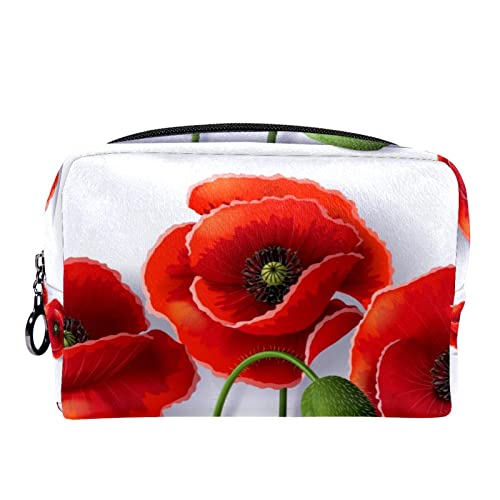 Kleine Make-up-Tasche für Frauen,Reise-Kosmetiktasche,Mohnblumen-moderner Stil,Kosmetik-Make-up-Organizer zum Mitnehmen von suojapuku