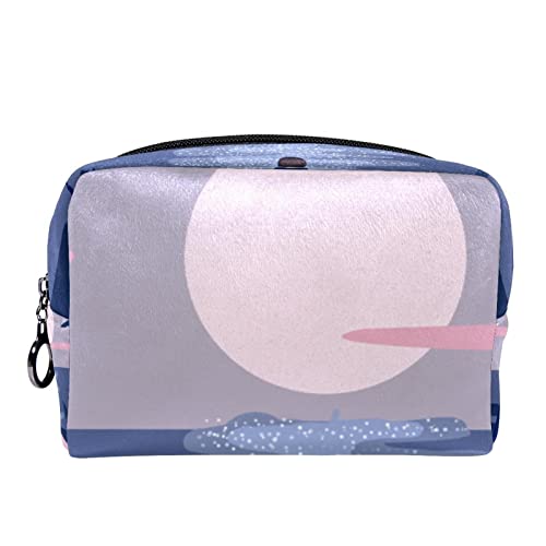 Kleine Make-up-Tasche für Frauen,Reise-Kosmetiktasche,Tropischer Strand bei Sonnenuntergang für Mädchen und Katzen,Kosmetik-Make-up-Organizer zum Mitnehmen von suojapuku