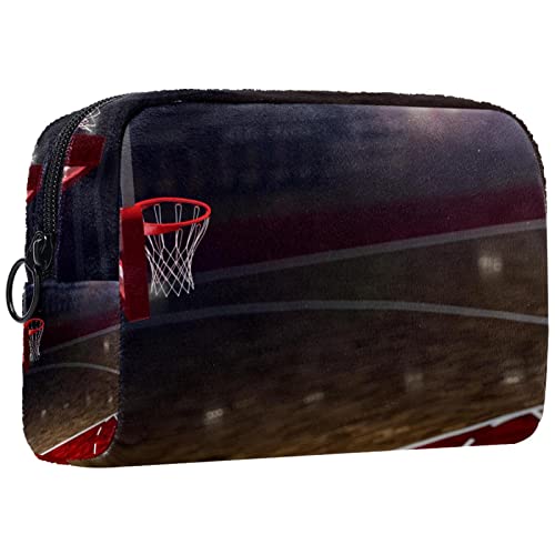 Kleine Schminktasche für Damen,Schminktasche, Reisekosmetiktasche,Basketballplatzsport Drucken von suojapuku