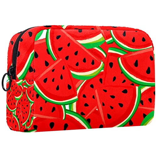 Kleine Schminktasche für Damen,Schminktasche, Reisekosmetiktasche,Cartoon-Wassermelone Drucken von suojapuku