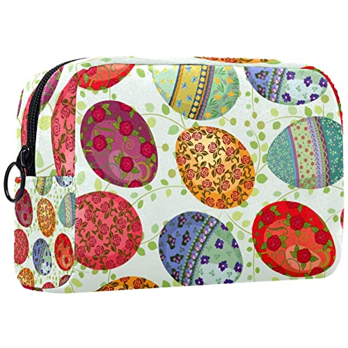 Kleine Schminktasche für Damen,Schminktasche, Reisekosmetiktasche,Frohe Ostern, Bunte Eier Drucken von suojapuku