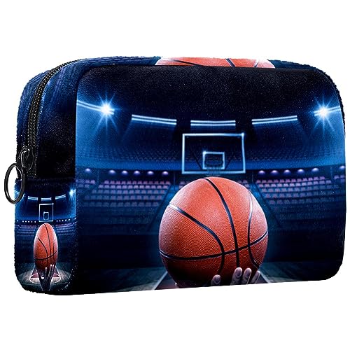 Kleine Schminktasche für Damen,Schminktasche, Reisekosmetiktasche,Leichter Basketball im Stadion Drucken von suojapuku