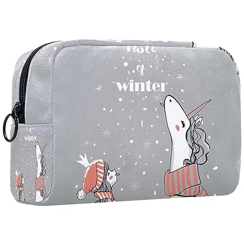 Kleine Schminktasche für Damen,Schminktasche, Reisekosmetiktasche,Mädchen und Einhorn Drucken von suojapuku