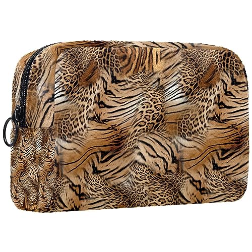 Kleine Schminktasche für Damen,Schminktasche, Reisekosmetiktasche,Tiger-Leoparden-Muster Drucken von suojapuku