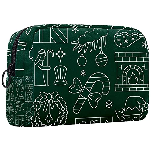 Kleine Schminktasche für Damen,Schminktasche, Reisekosmetiktasche,Weihnachts-Neujahr-Muster Drucken von suojapuku