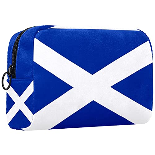 Kosmetiktasche,tragbare Reise-Make-up-Tasche für Damen,Blaue und weiße Schottland-Flagge,Kosmetikkoffer-Organizer mit Reißverschluss von suojapuku