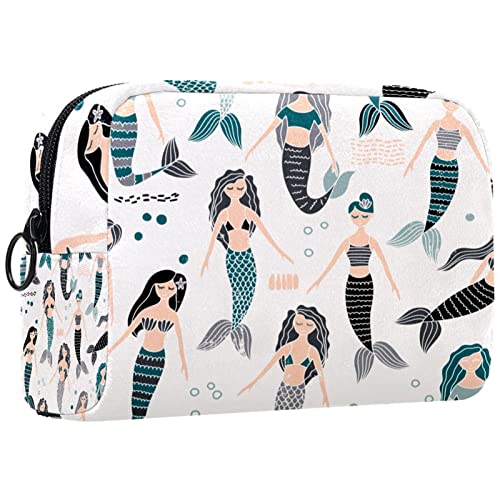 Kosmetiktasche,tragbare Reise-Make-up-Tasche für Damen,Meerjungfrau-Ozean-Mädchen,Kosmetikkoffer-Organizer mit Reißverschluss von suojapuku