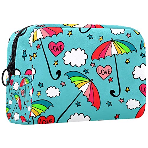Kosmetiktasche,tragbare Reise-Make-up-Tasche für Damen,wolkenfarbener Regenschirm,Kosmetikkoffer-Organizer mit Reißverschluss von suojapuku