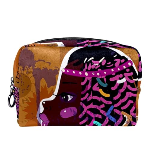 Kosmetiktasche für Frauen,kleine Make-up-Tasche für Geldbörse,Afrikanisches Mädchen im ethnischen Stil,Reisekosmetiktasche,Make-up-Tasche von suojapuku