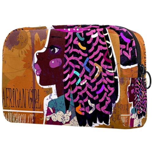 Kosmetiktasche für Frauen,kleine Make-up-Tasche für Geldbörse,Afrikanisches Mädchen im ethnischen Stil,Reisekosmetiktasche,Make-up-Tasche von suojapuku