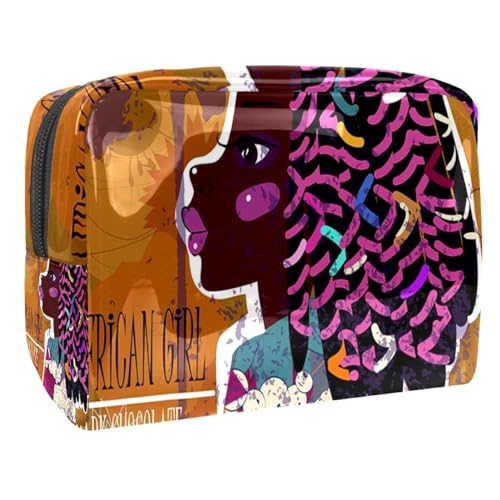 Kosmetiktasche für Frauen,kleine Make-up-Tasche für Geldbörse,Afrikanisches Mädchen im ethnischen Stil,Reisekosmetiktasche,Make-up-Tasche von suojapuku