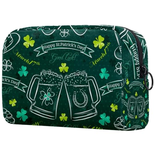 Kosmetiktasche für Frauen,kleine Make-up-Tasche für Geldbörse,Bier St. Patrick's Day,Reisekosmetiktasche,Make-up-Tasche von suojapuku