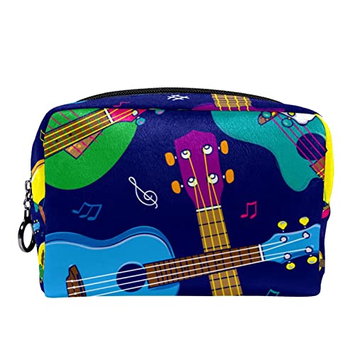 Kosmetiktasche für Frauen,kleine Make-up-Tasche für Geldbörse,Bunte Cartoon-Gitarre,Reisekosmetiktasche,Make-up-Tasche von suojapuku