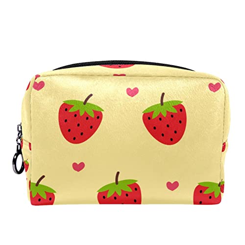 Kosmetiktasche für Frauen,kleine Make-up-Tasche für Geldbörse,Cartoon-Erdbeeren,Reisekosmetiktasche,Make-up-Tasche von suojapuku