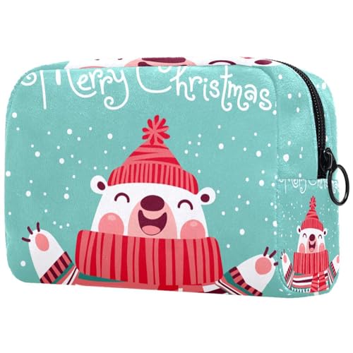 Kosmetiktasche für Frauen,kleine Make-up-Tasche für Geldbörse,Cartoon-Weihnachts-Eisbär,Reisekosmetiktasche,Make-up-Tasche von suojapuku