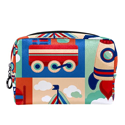 Kosmetiktasche für Frauen,kleine Make-up-Tasche für Geldbörse,Cartoon-Welträume, Planeten, Raketen,Reisekosmetiktasche,Make-up-Tasche von suojapuku