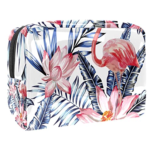 Kosmetiktasche für Frauen,kleine Make-up-Tasche für Geldbörse,Flamingo mit tropischen Blättern,Reisekosmetiktasche,Make-up-Tasche von suojapuku