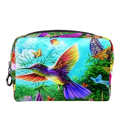 Kosmetiktasche für Frauen,kleine Make-up-Tasche für Geldbörse,Gänseblümchen-Kolibri-Schmetterling,Reisekosmetiktasche,Make-up-Tasche von suojapuku