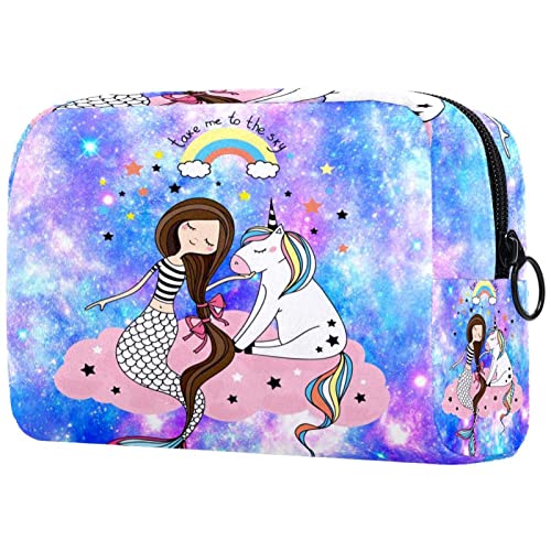 Kosmetiktasche für Frauen,kleine Make-up-Tasche für Geldbörse,Galaxie-Einhorn und Mädchen,Reisekosmetiktasche,Make-up-Tasche von suojapuku