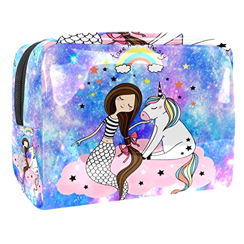 Kosmetiktasche für Frauen,kleine Make-up-Tasche für Geldbörse,Galaxie-Einhorn und Mädchen,Reisekosmetiktasche,Make-up-Tasche von suojapuku