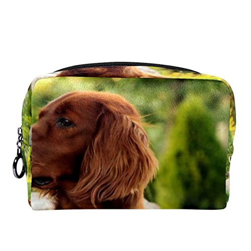 Kosmetiktasche für Frauen,kleine Make-up-Tasche für Geldbörse,Gartenbrauner Hund,Reisekosmetiktasche,Make-up-Tasche von suojapuku