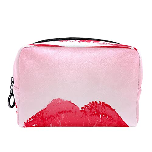 Kosmetiktasche für Frauen,kleine Make-up-Tasche für Geldbörse,Kuss mit rotem Lippenstift,Reisekosmetiktasche,Make-up-Tasche von suojapuku
